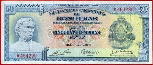 HONDURAS 50 LEMPIRAS 20 1 1956 P 54 VF++ spedizione gratuita da 100€ - Foto 2 di 6