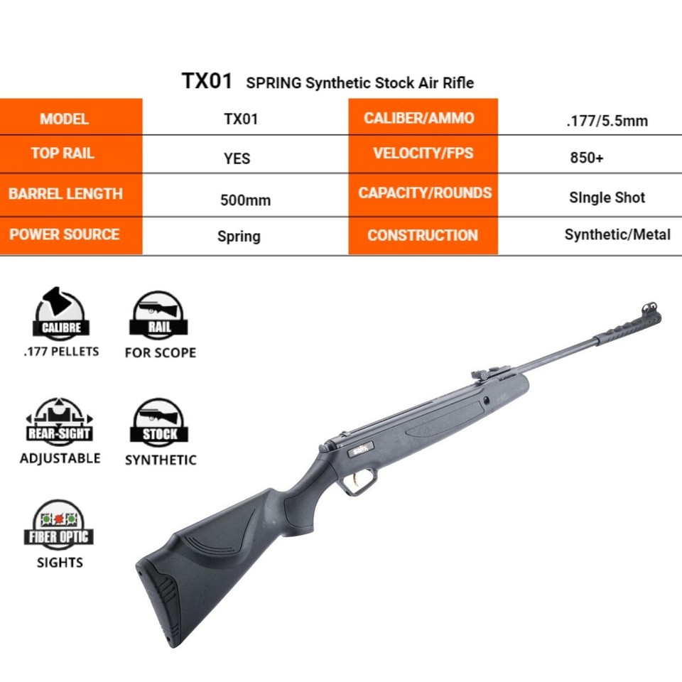 Air Rifles Air Rifle .177 Caliber Spring Powered Break Barrel 850+ Fps W/ 200 ...
