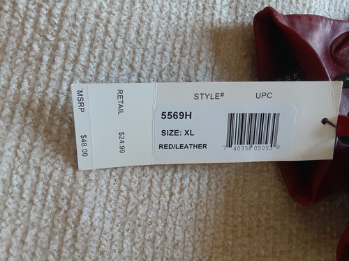 New Jones New York 100% Genuine Leather Red Gloves Women' Sz XL Polyester Lining - Picture 8 of 23