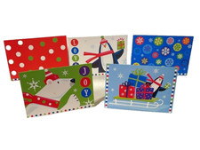 10ct Christmas Greeting Cards Polar Bear Holiday Penguin Sleigh Sled Joy Love