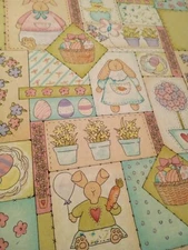 Gorgeous OOP Easter Fabric Remnants Bright Pastel Country Bunny Fabric