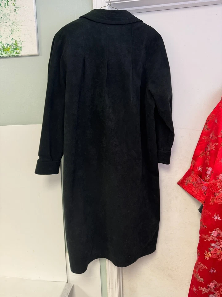 Womens Tailored by Harlan Winter Black Over Coat Ultra Suede Made in USA Sz10 Foto 2 de 4