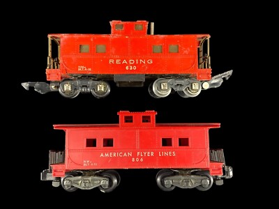 2 Vintage Train Caboose American Flyer Lines 906 Reading 630 S Scale