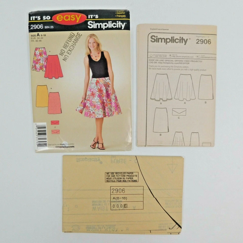 Simplicity 2906 Misses Skirts Purse Sewing Pattern Size 8-18 Uncut Aline Straigh - Image 4 of 4