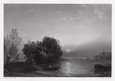 Charming Francis DANBY SIGNED 1800s Engraving ''The Fisherman's Home'' Framed COA