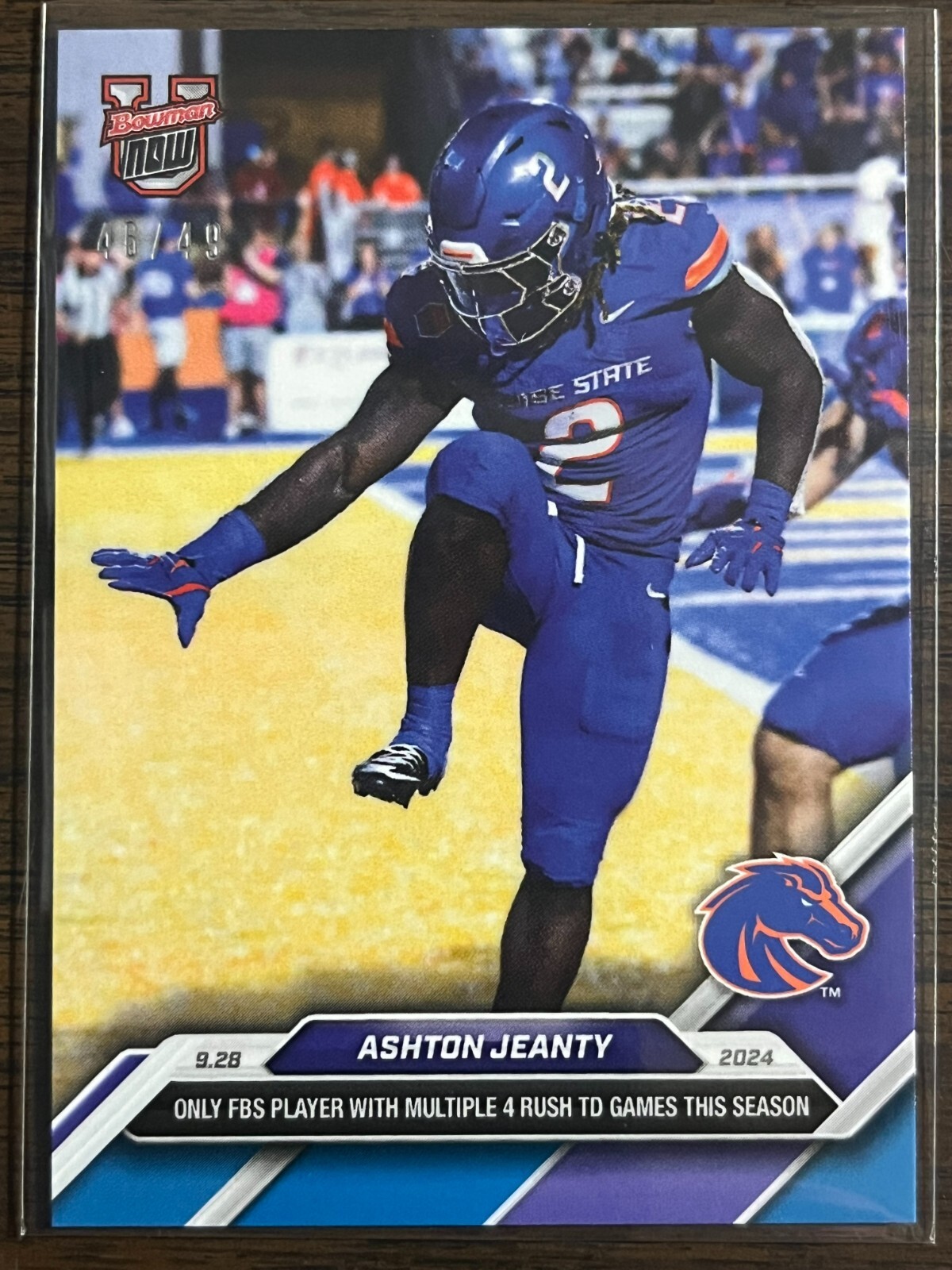 2024-25 Topps Bowman U Now NCAA #20 Ashton Jeanty Boise State Broncos BLUE 46/49