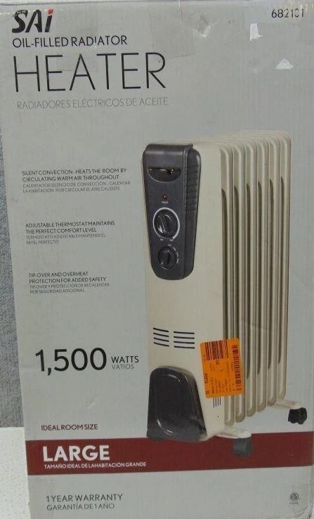 Heater Electric Portable Radiant 1500 Watt Oil Filled Large Room White |  eBay