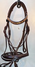 Trense Braun mit Strass schwedisches Reithalfter WB mit Zügeln