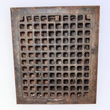 Antique Iron Heating Grate Cover Vent Register Square DESIGN 14 X 12” c