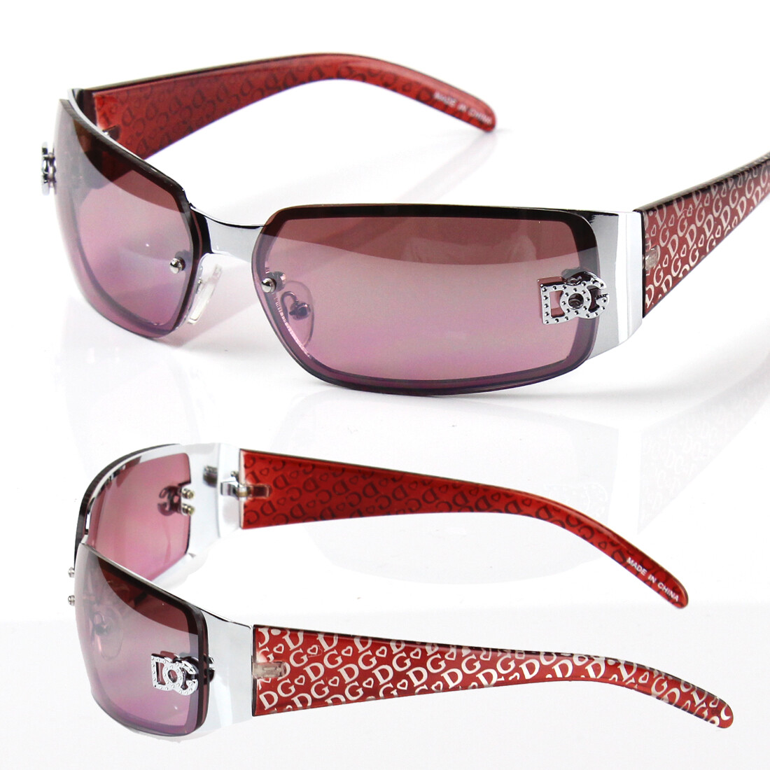 DG Eyewear Womens Wrap Around Sunglasses Fashion Rimless Shades