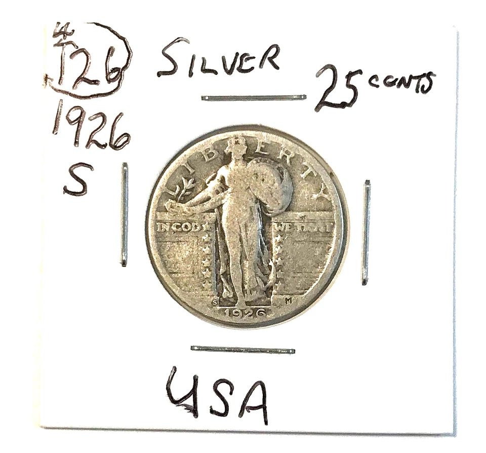 1926 STANDING LIBERTY 90% SILVER QUARTER - SAN FRANCISCO MINT-MARK - Image 3 of 4