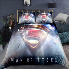 Superman Single Double King Super King Bed Quilt Duvet Cover Set Pillowcase