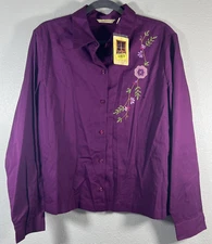 Bechamel Casual Button Up Shirt Womens XL 90s Floral Southwestern Purple