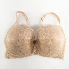 Le Mystere Bra 34F Natural 2535 Isabella All Over Lace Memory Foam Underwire New