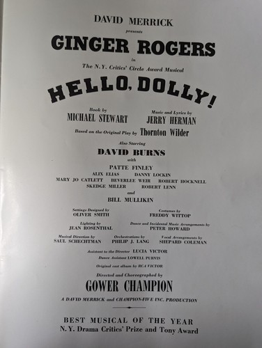 Vintage 1965-67 "Hello Dolly" Program Starring Ginger Rogers Broadway See Detail - Picture 3 of 14