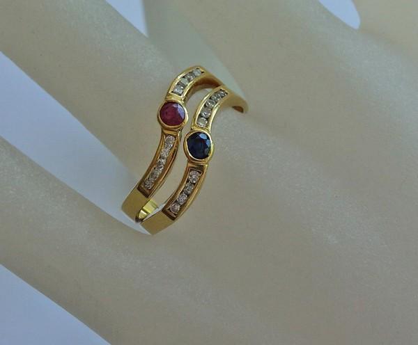 Brilliant ring * ring with ruby sapphire sapphire… - image 1