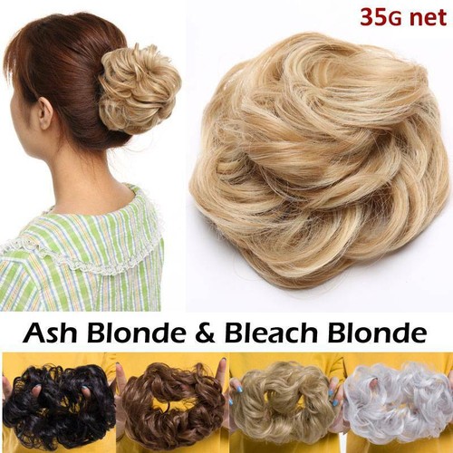 Natural Curly Messy Bun Hair Piece Scrunchie Hair Extensions as Human Hair USA - Picture 36 of 37
