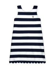 NWT Polo Ralph Lauren Big Girls Navy Striped Pont Knit Dress XL 16