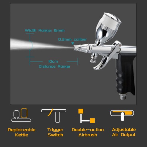 Profi Airbrush Pistole Airbrushpistole Komplett Set Pistolen 16 x 10 x 2 cm DE - Bild 15 von 23