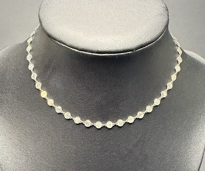 Signiertes AV 925 Sterlingsilber flache Scheibe Halsreif Halskette 15,5'' verstellbare Station