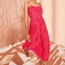 Ulla Johnson Orla Tie-Shoulder Plissé Midi Dress 8