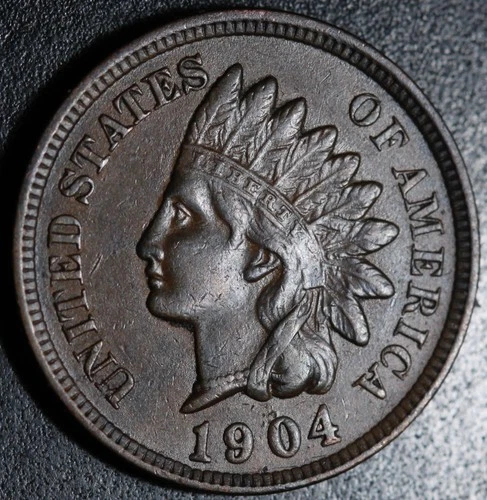 1904 INDIAN HEAD CENT - With LIBERTY & Near 4 DIAMONDS - AU UNC