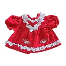 Vintage Baby Christmas Dress Red Velvet, Sizes 3-6 Months 100 Cotton