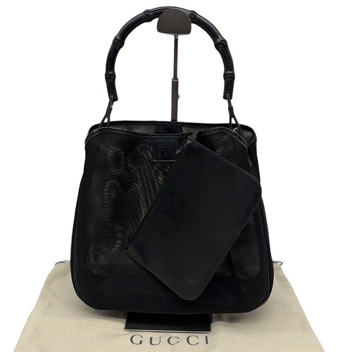 GUCCI Tom Ford Period Bamboo Handbag Black with Pouch
