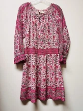 Love The Label Anthropologie Mini Dress Large Floral Feminine Boho Tippy Border