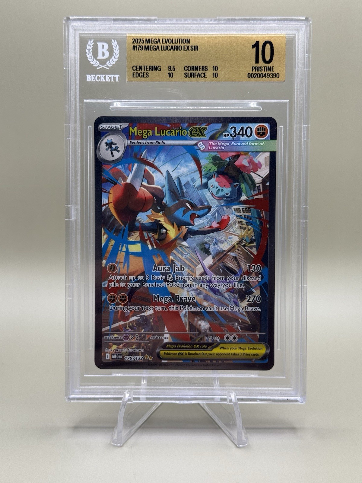 Pokémon TCG BGS Pristine 10 Mega Lucario ex SIR Mega Evolutions #179/132