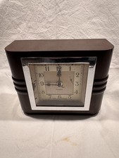 1930s Art Deco Bakelite mantle clock by Genalex. Great condition.