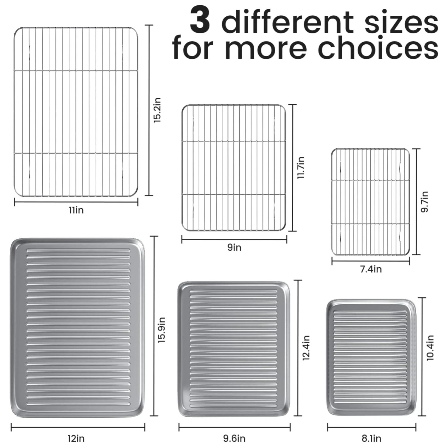 Baking Sheets with Wire Racks: 3 Pans + 3 Racks