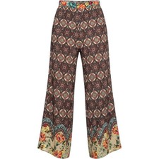 Umgee Boho Medallion Floral Print Wide Leg Pants Womens Small New With Tags