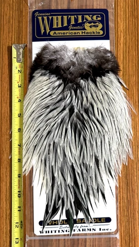Whiting American Rooster Saddle, Silver Badger, Fly Tying
