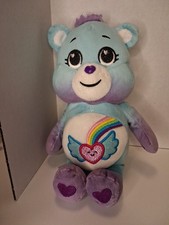 Care Bears Dream Bright Bear Rainbow Heart Wings Purple Blue Plush 9 inch