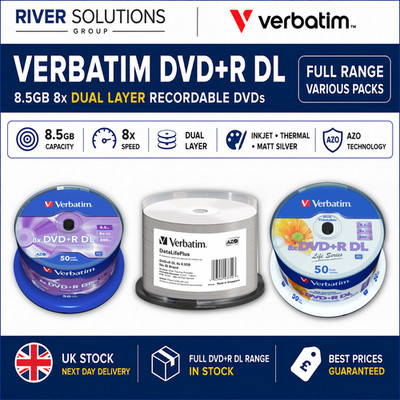 Verbatim DVD+R DL 8,5GB 8x Dual Layer Discs Einzelhandel Tintenstrahl Thermo verschiedene Packungen