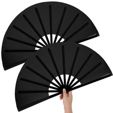Large Clap Fans 13 Inches, Foldable Dance Fan, Festival Decoration, Black