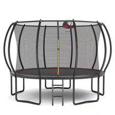 FLIPZA 12 Ft. Trampoline with Basketball Hoop and Enclosure Net