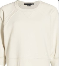 Veronica Beard Sweatshirt Womens XSmall Ivory 100 Pima Cotton Crewneck Raglan