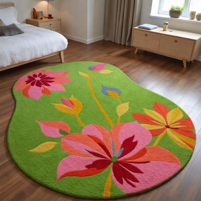 Soft green grounds blooms into a symphony of hand painted floral dreams .