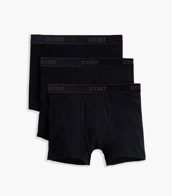 2XIST Boxer Briefs Mens Medium Black 3-Pack Cotton Essential Stretch Logo