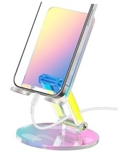 Adjustable Angle Acrylic Cell Phone Stand for Desk, Upgraded Style Iridescent
