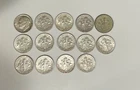 Lot of 14 Roosevelt SILVER dimes, 1946 through 1964