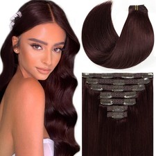 20Inch Seamless Clip In Human Hair Extensions 9A Grade Remy Human Hair Red Wi...