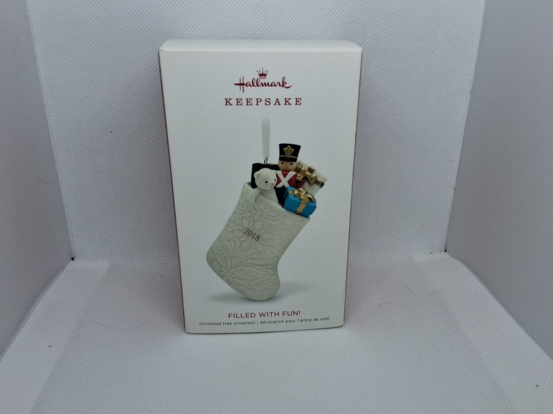 New Hallmark  Filled With Fun!  Porcelain Stocking Keepsake Ornament  2018