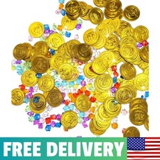 250 PCS Pirate Treasure Fake Pirates Gold Coins and Multi-colored