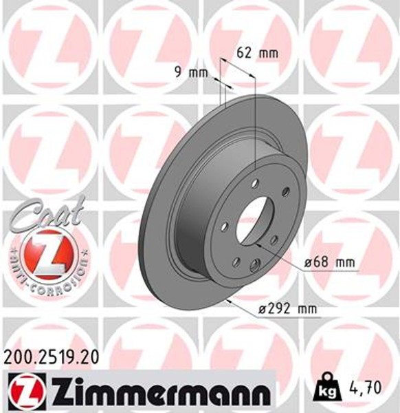 2X Zimmermann Bremsscheibe Coat Z 200.2519.20 FüR Nissan F15 Pulsar Juke Qashqai-image