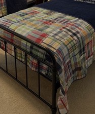 Pottery Barn Kids Madras Plaid Patchwork Twin Quilt with 1 Sham, 100 Cotton