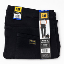 CAT Caterpillar Men's Carpenter Work Pants 36x30 Black Double Knee Stretch NWT