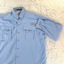 Columbia PFG Bahama Vent Men's Long Sleeve Fishing Shirt Large Blue Omni-Shade